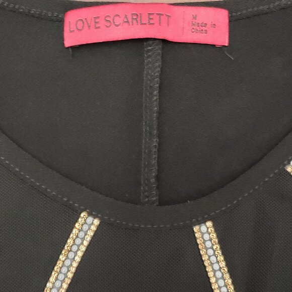 Love Scarlet Womens Sleeveless Black Blouse with Embellished Collar Medium - Picture 6 of 8